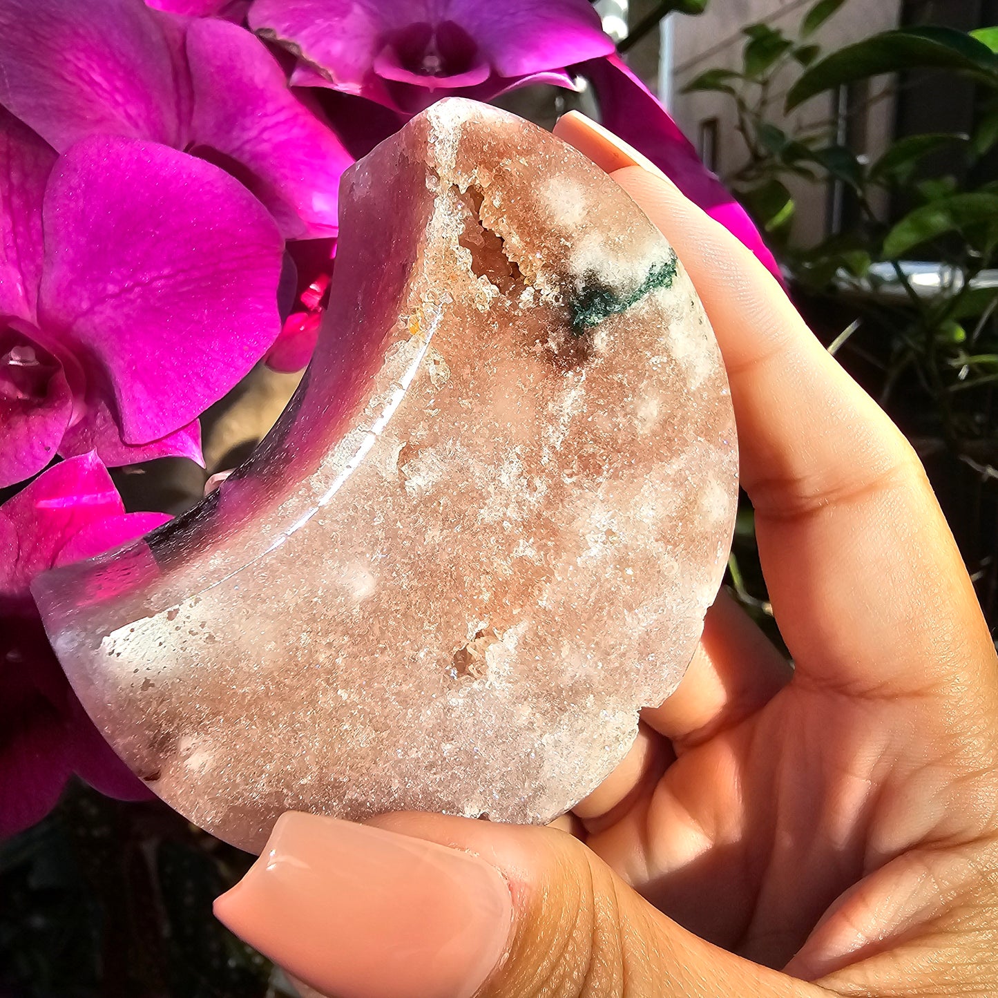 *Sparkle Sparkle* Pink Amethyst Moon Carving