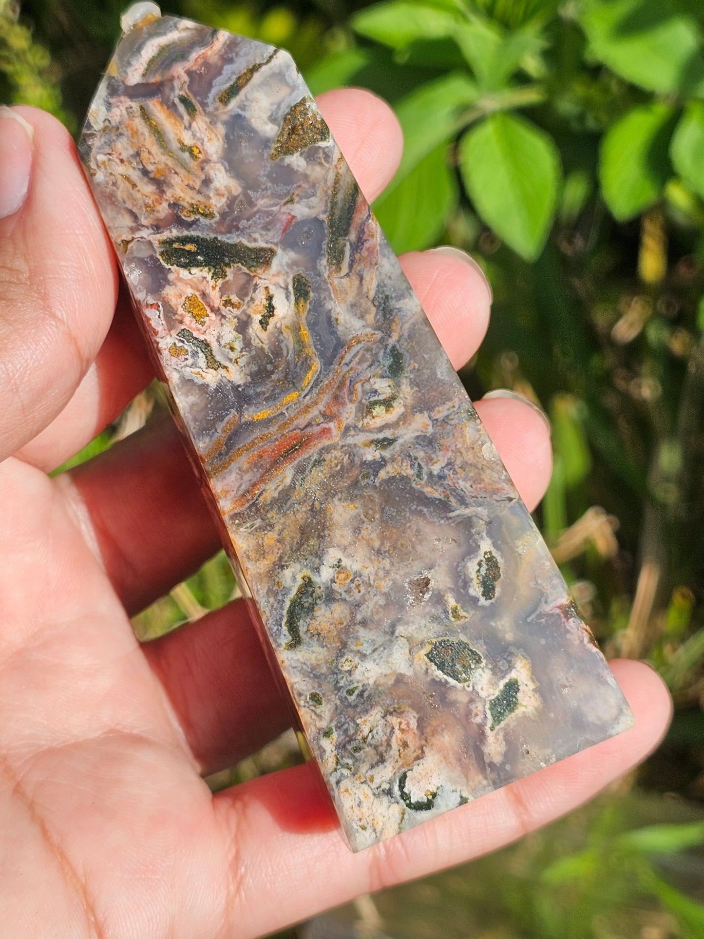 Red Moss Agate Tower