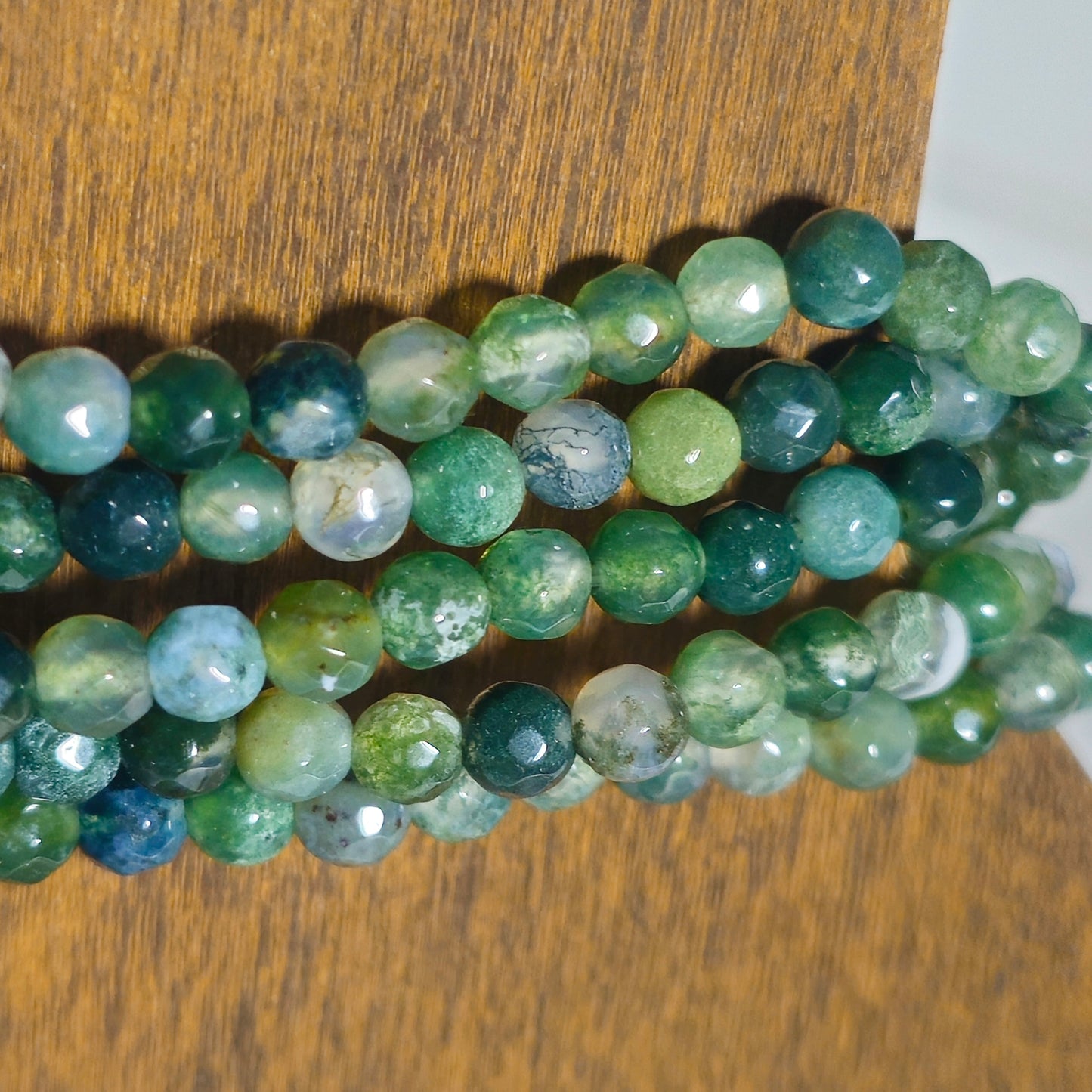 4mm Faceted Moss Agate Bracelets