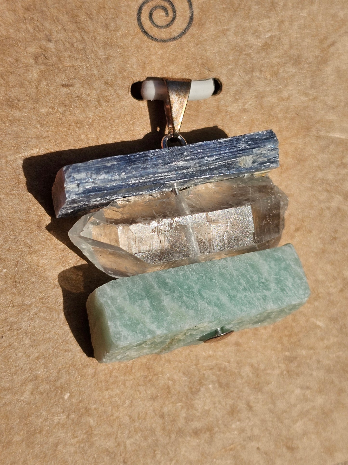 Blue Kyanite, Clear Quartz, Amazonite Pendant, "Hope"