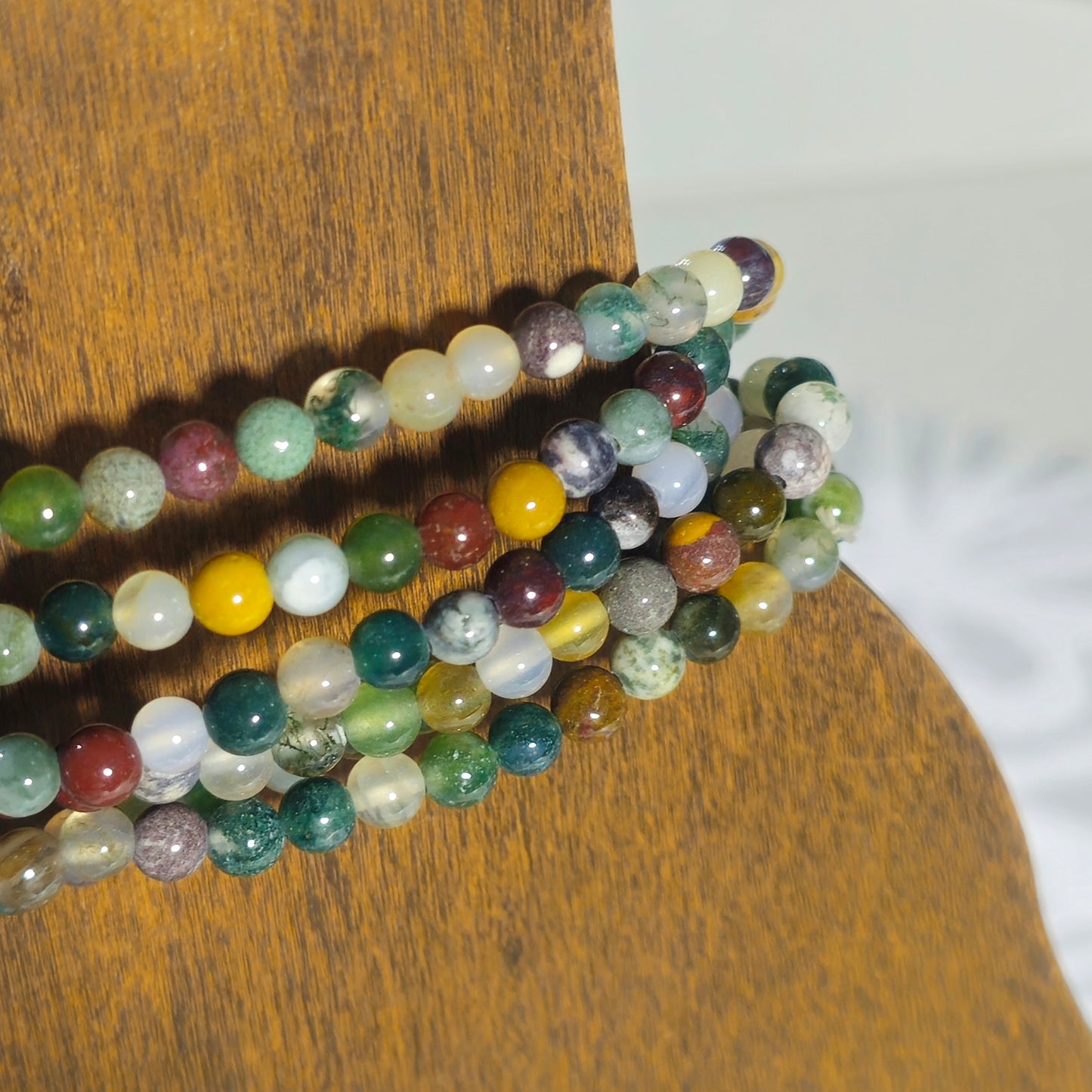 4mm Round Moss Agate Bracelets