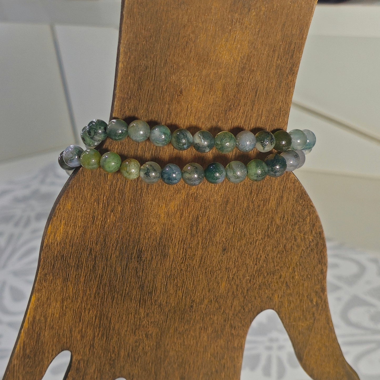 6mm Round Moss agate Bracelets