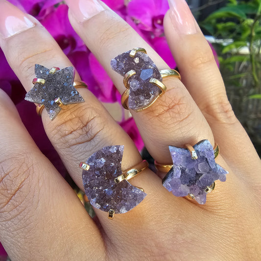 Celestial Amethyst Rings, Gold