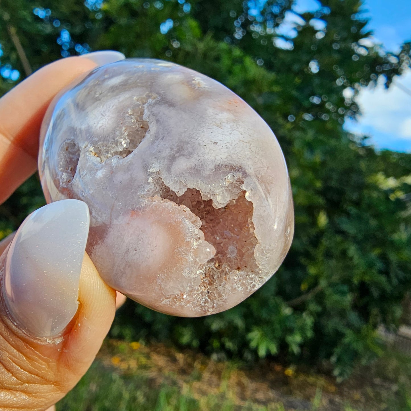 Druzy Pink Amethyst Flower Agate Palmstone