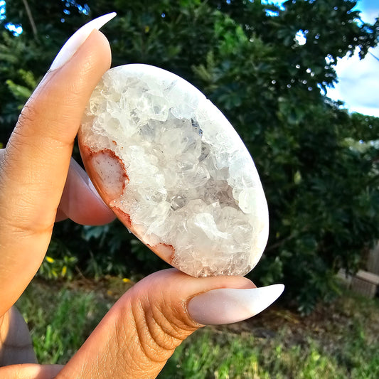 Druzy Pink Amethyst Flower Palmstone