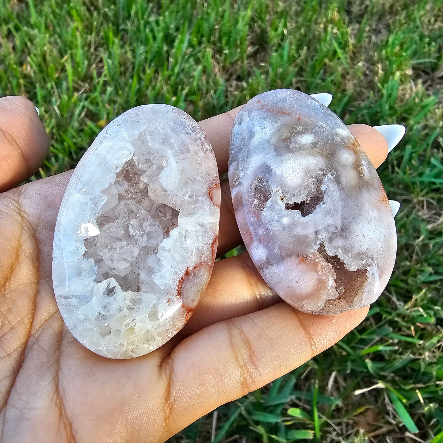 Druzy Pink Amethyst Flower Palmstone