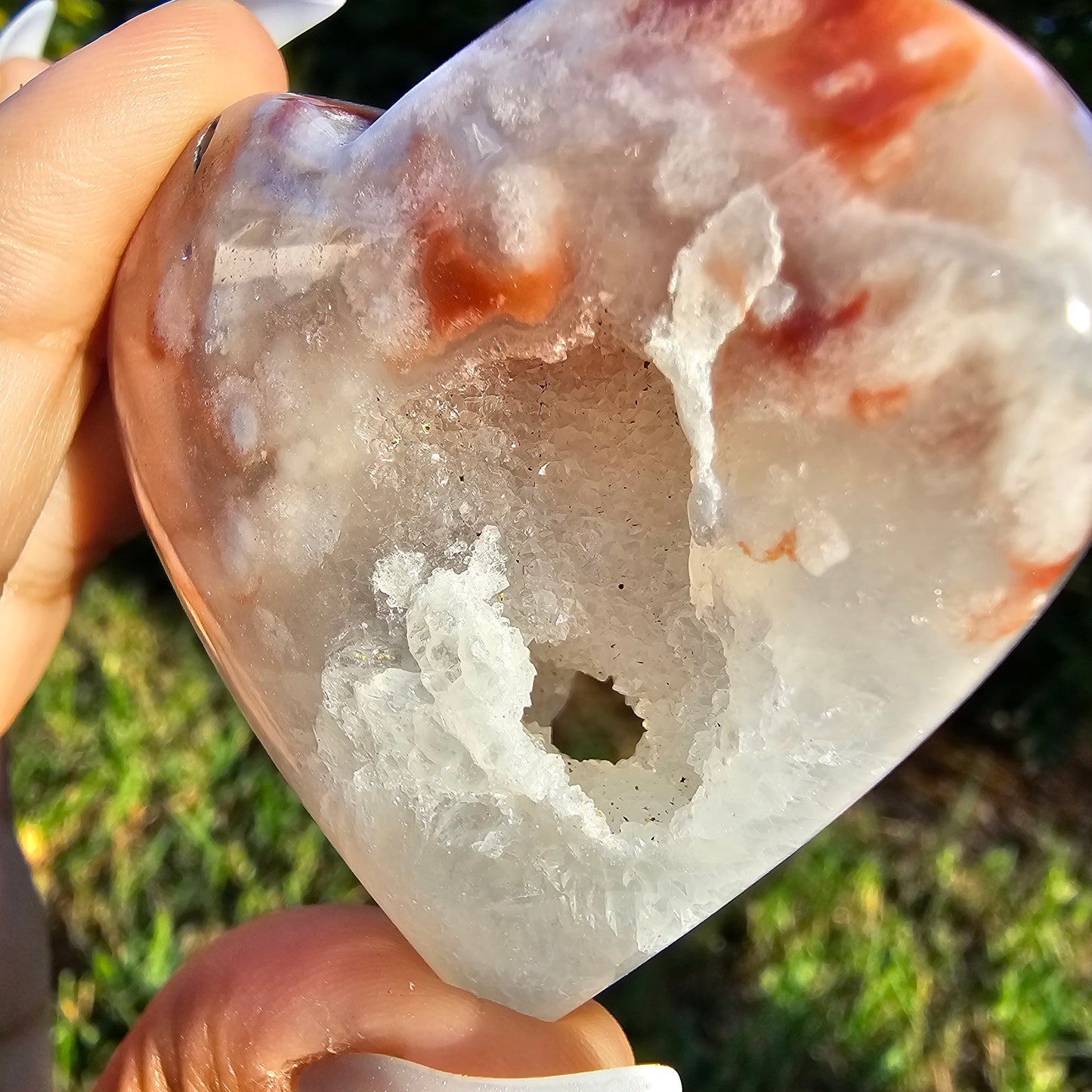 Druzy Pink Amethyst Flower Agate Portal Heart