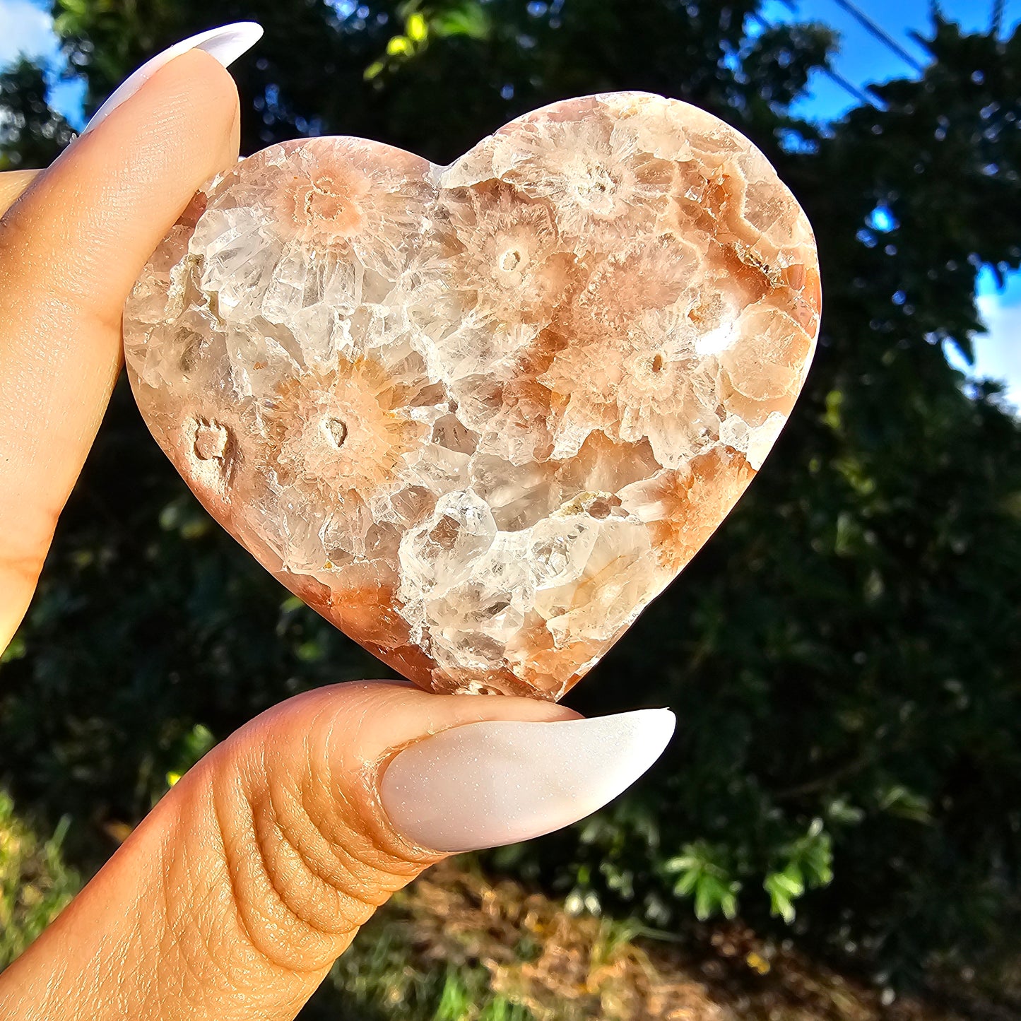 Unique Pink Amethyst Flower Agate Heart