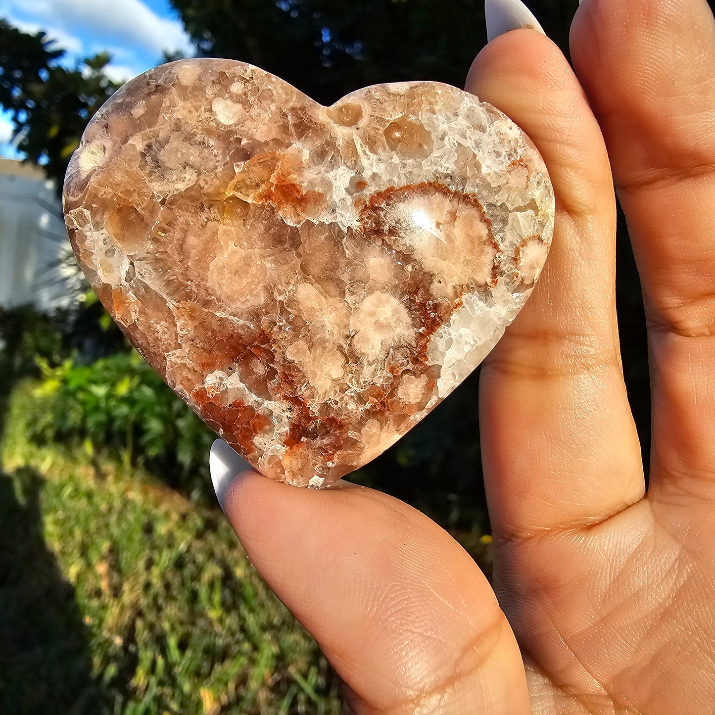 Unique Pink Amethyst Flower Agate Heart