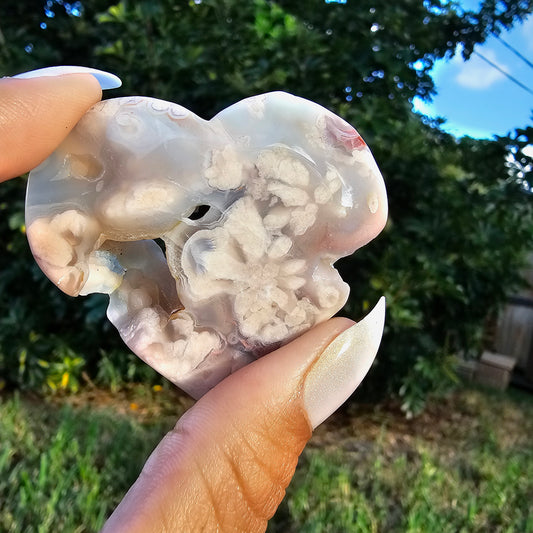 Pink Amethyst Flower Agate Portal Heart