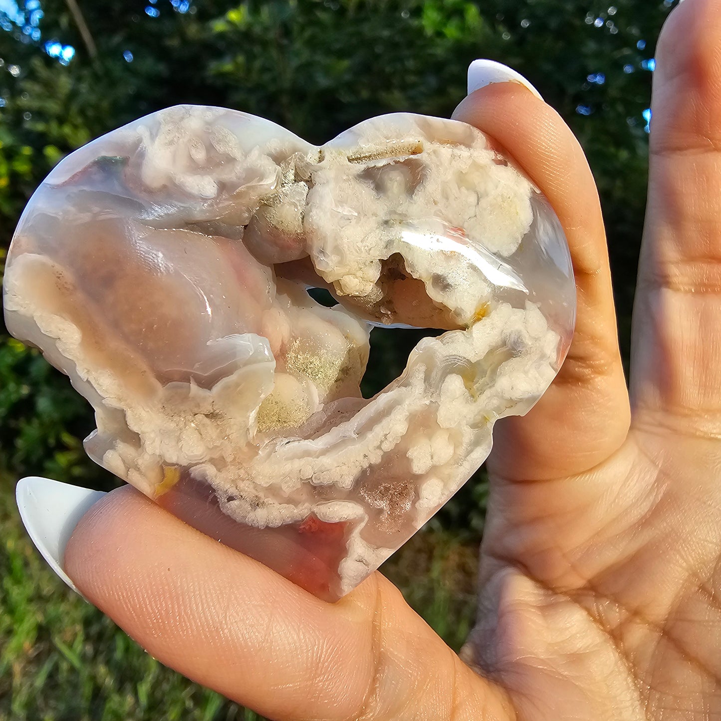 Pink Amethyst Flower Agate Portal Heart