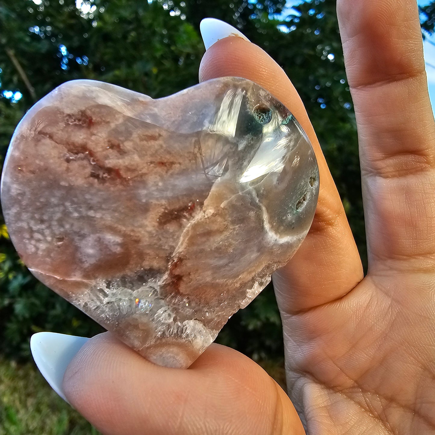 Druzy Pink Amethyst Flower Agate Heart