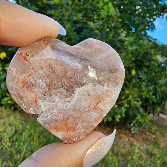 Druzy Pink Amethyst Flower Agate Heart