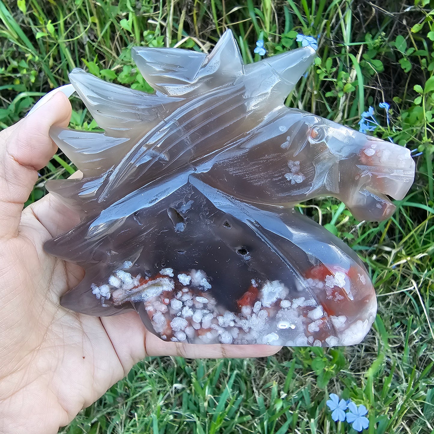 Unicorn - Black Flower Agate