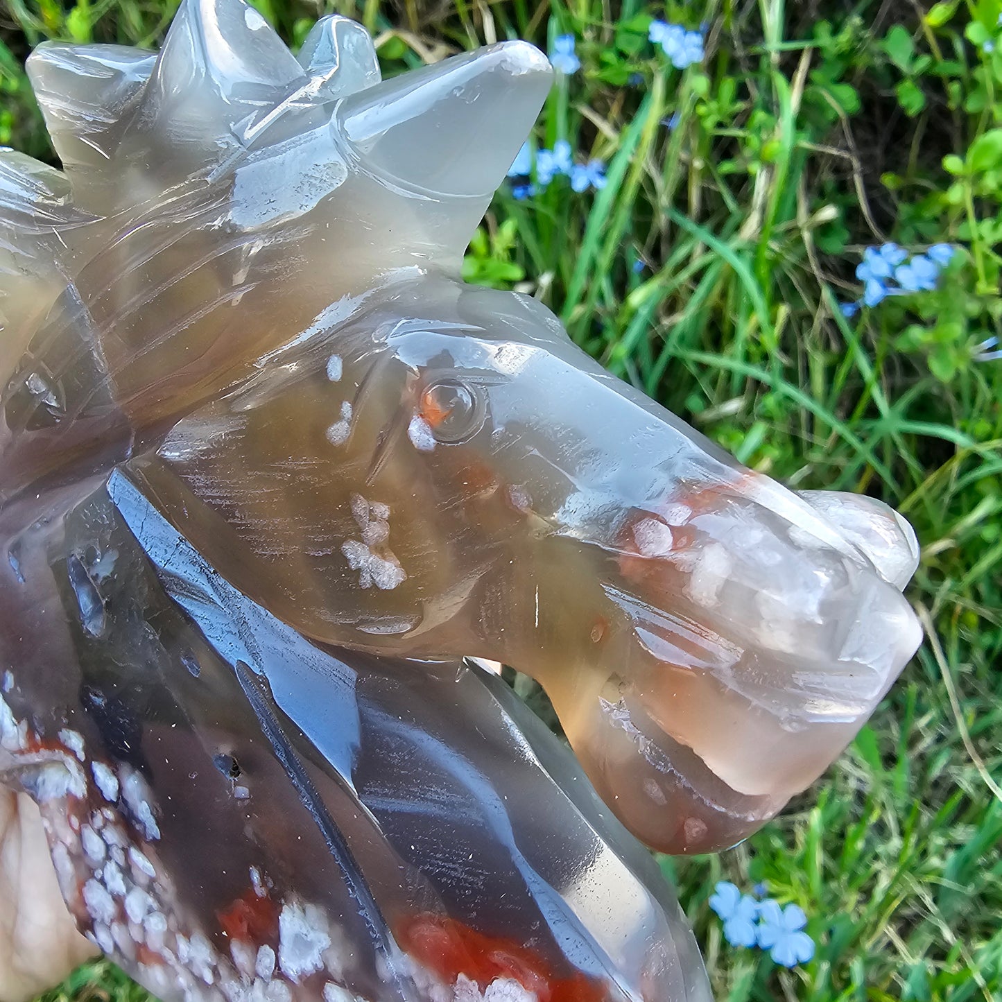 Unicorn - Black Flower Agate