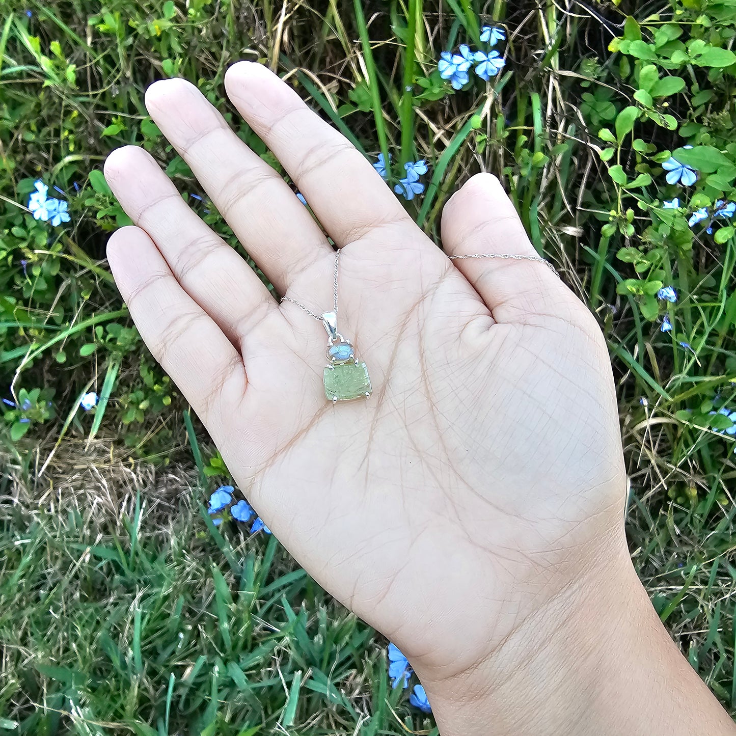 Mint Green Kyanite with Labradorite Pendant