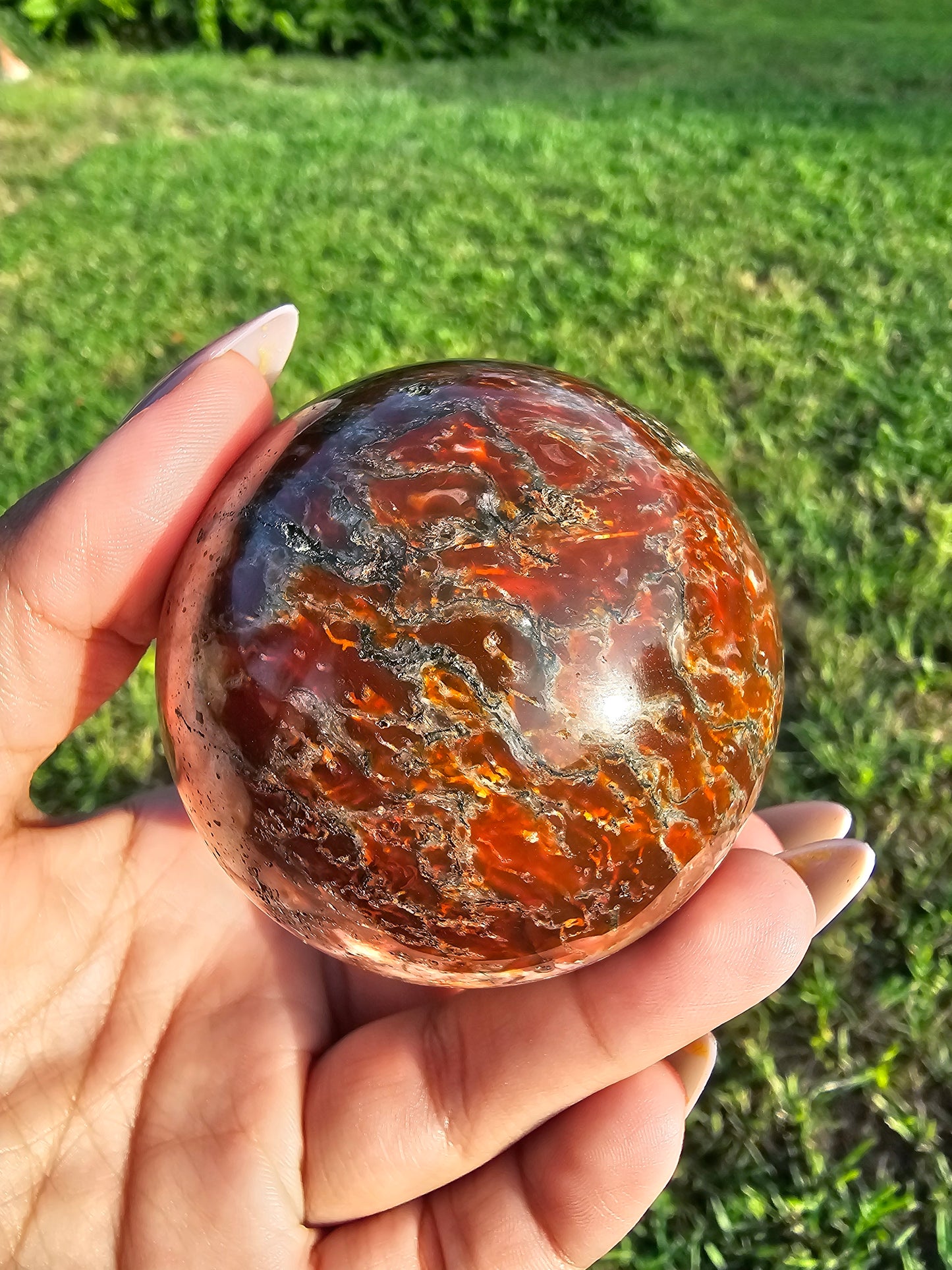 Druzy Red Moss Agate Sphere