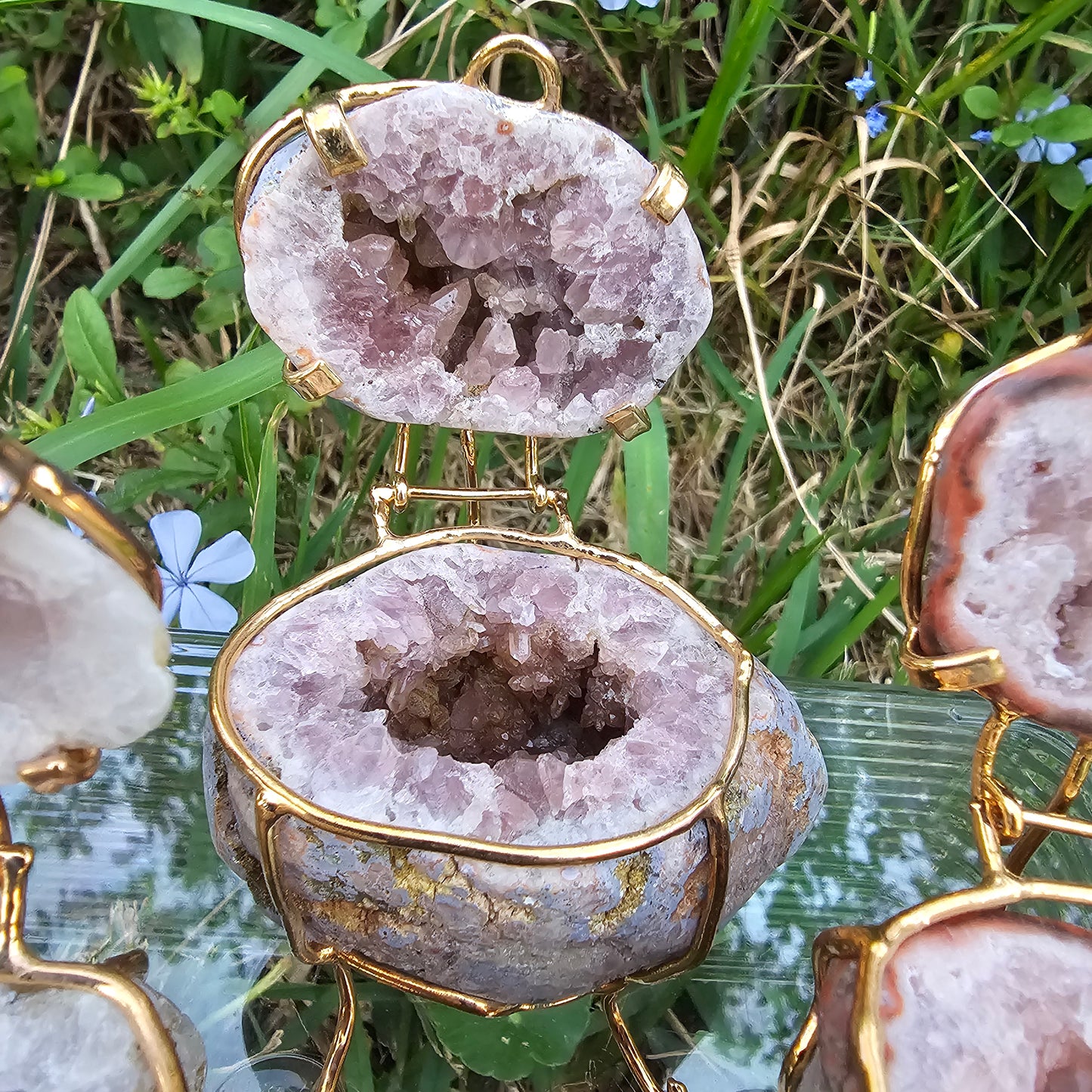 Pink Amethyst Geode Jewelry Boxes