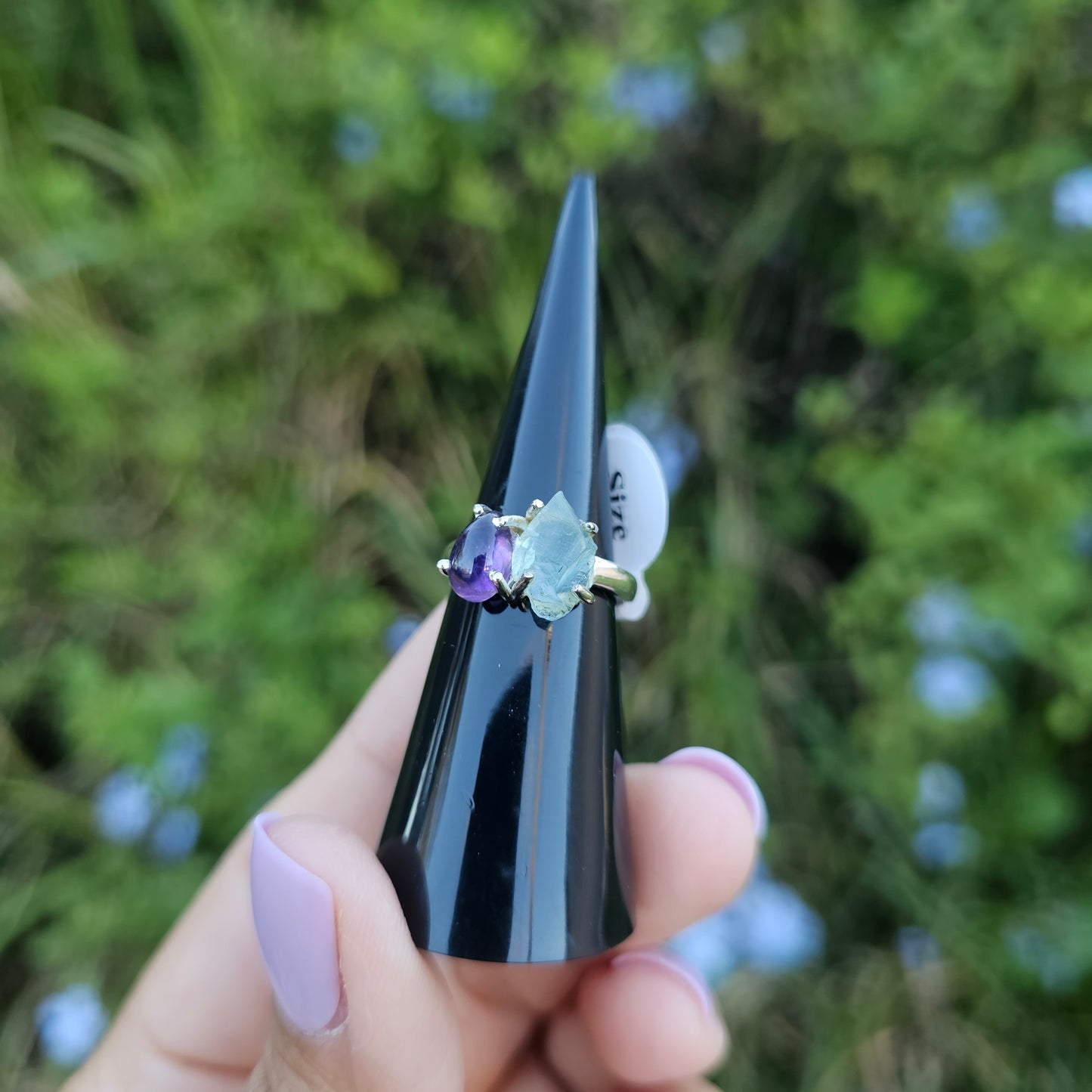 Aquamarine with Amethyst Ring