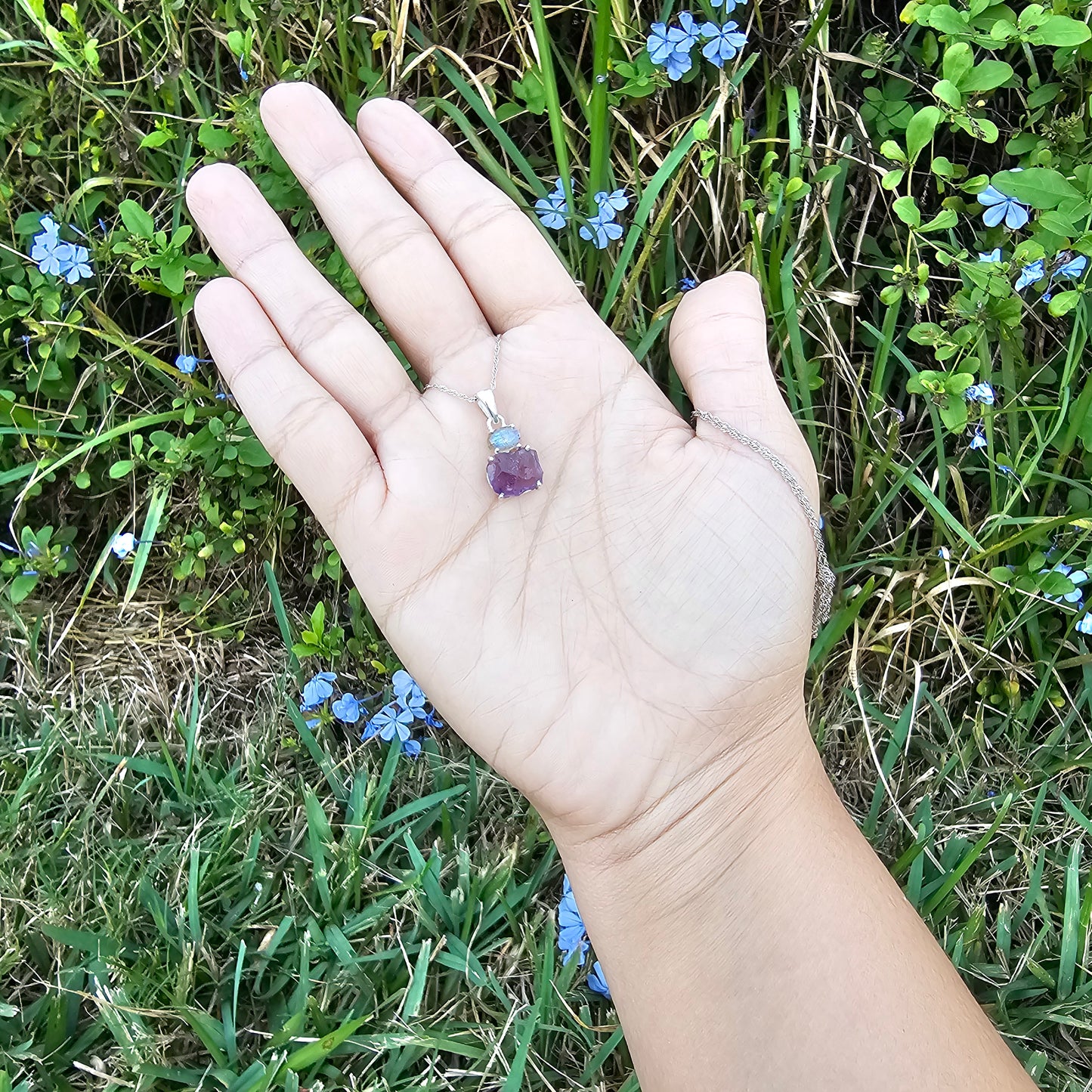 Amethyst with Flashy Labradorite Pendant