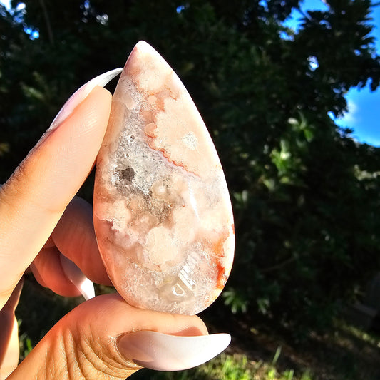 Pink Amethyst Flower Agate Teardrop