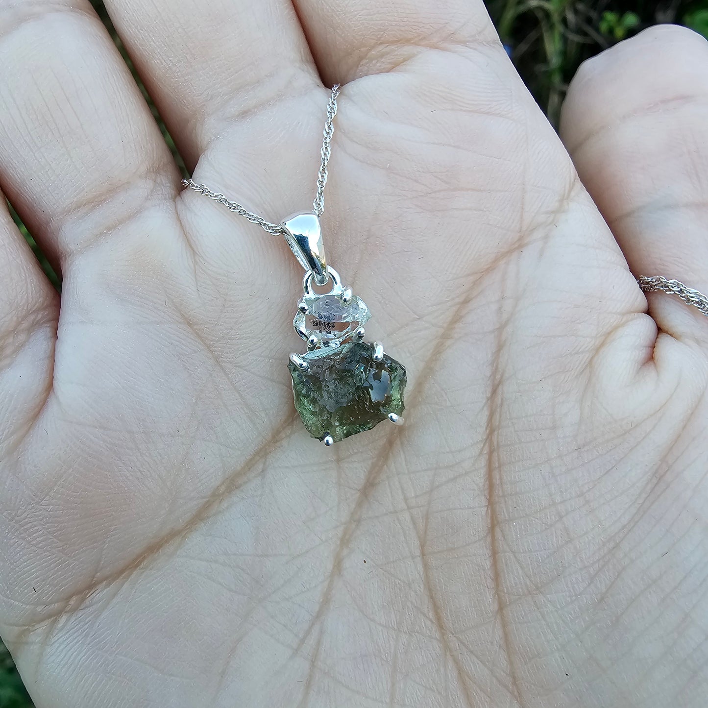 Moldavite with Pakimer Diamond Pendant