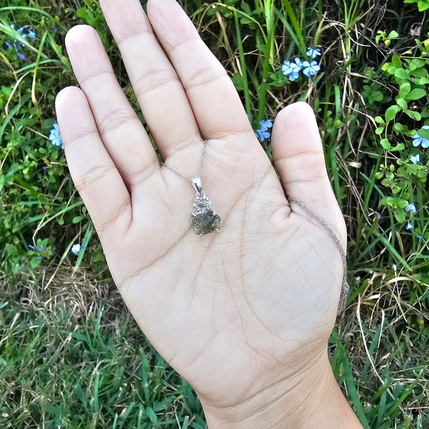 Moldavite with Pakimer Diamond Pendant