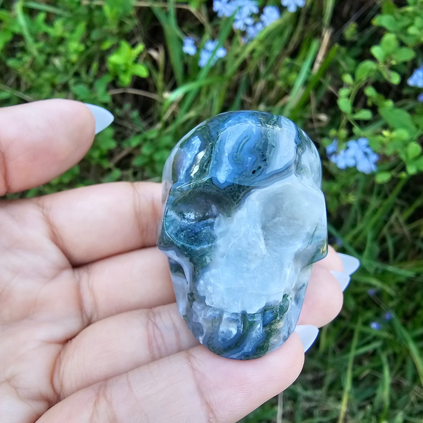 Moss Agate Skull