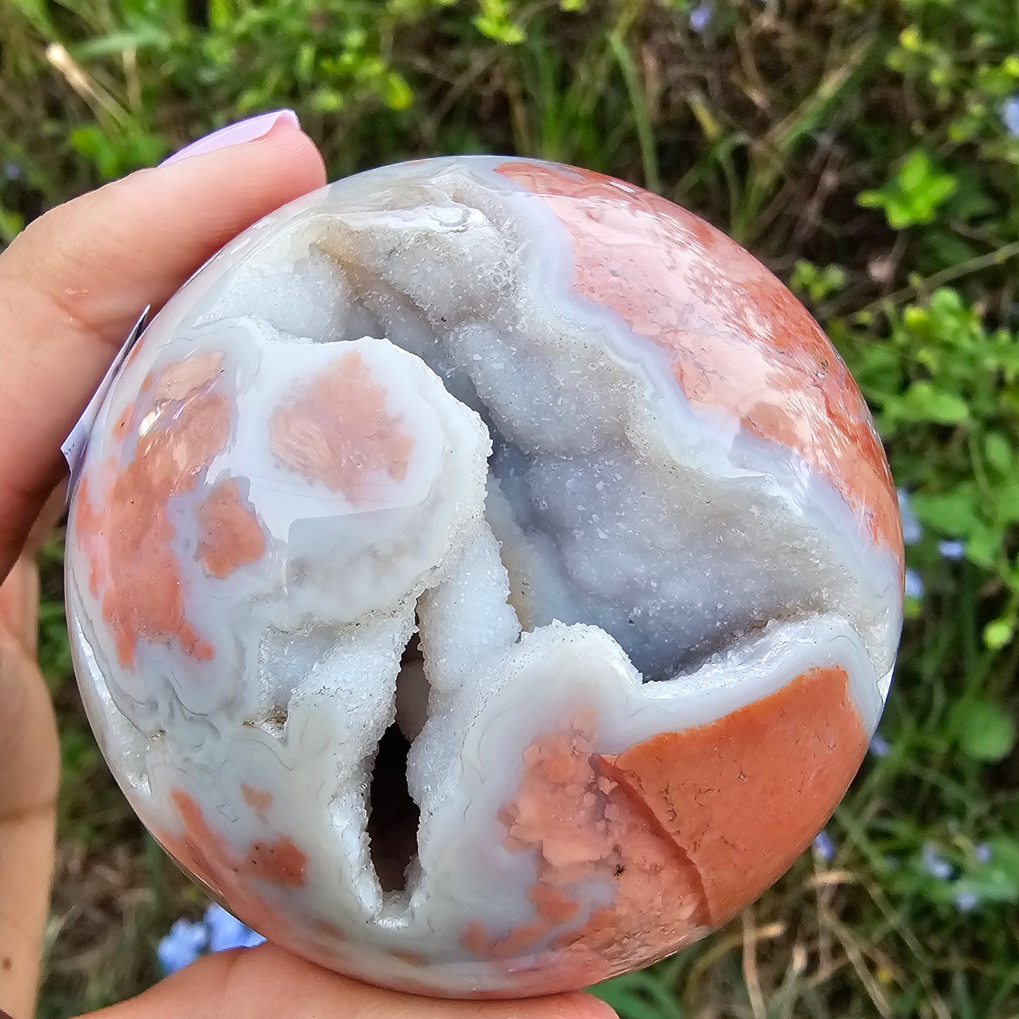 Druzy Pink Agate Sphere