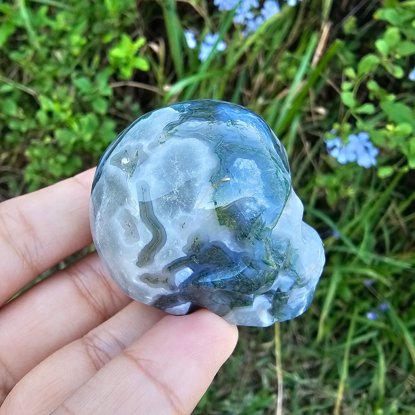 Moss Agate Skull