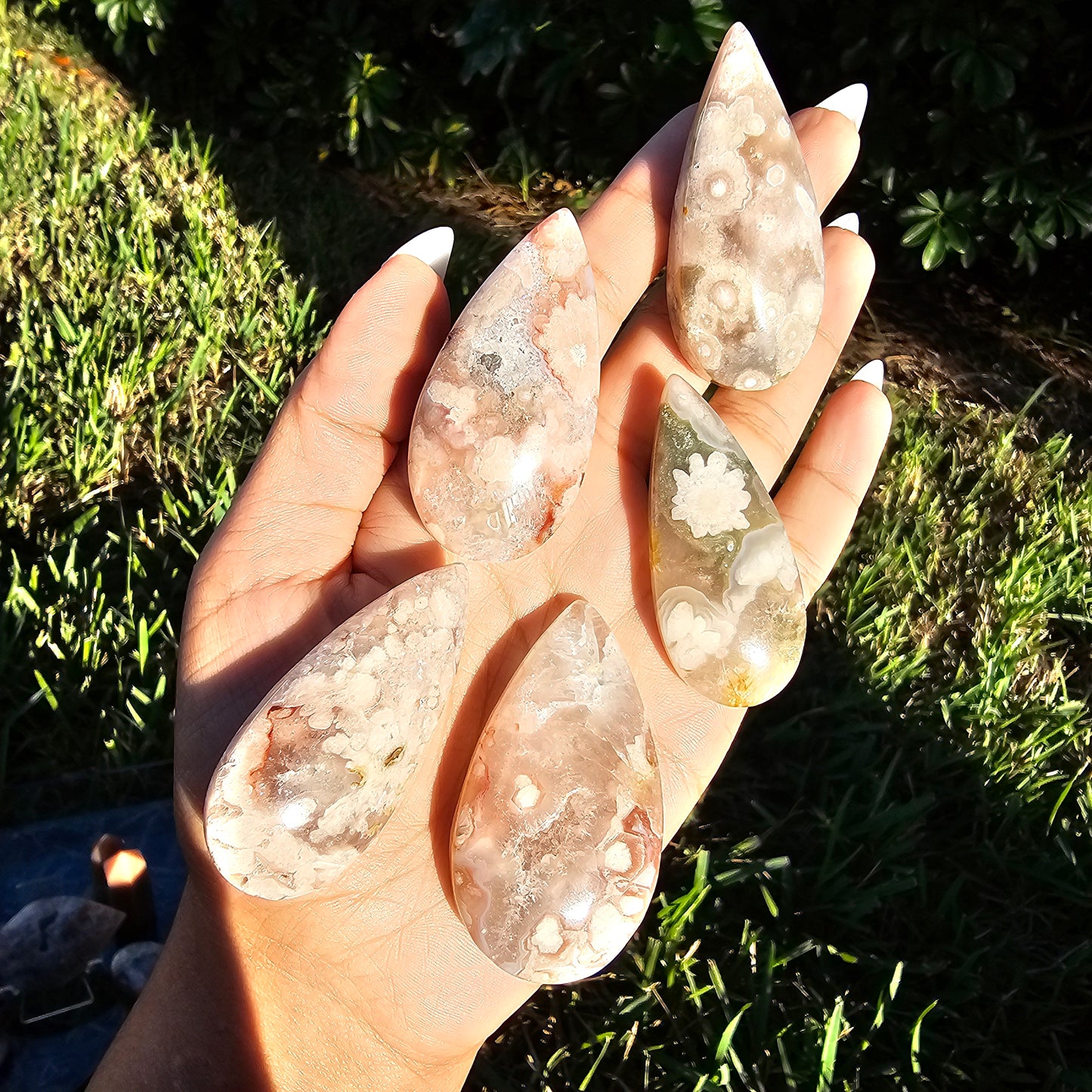 Pink Amethyst Flower Agate Teardrop