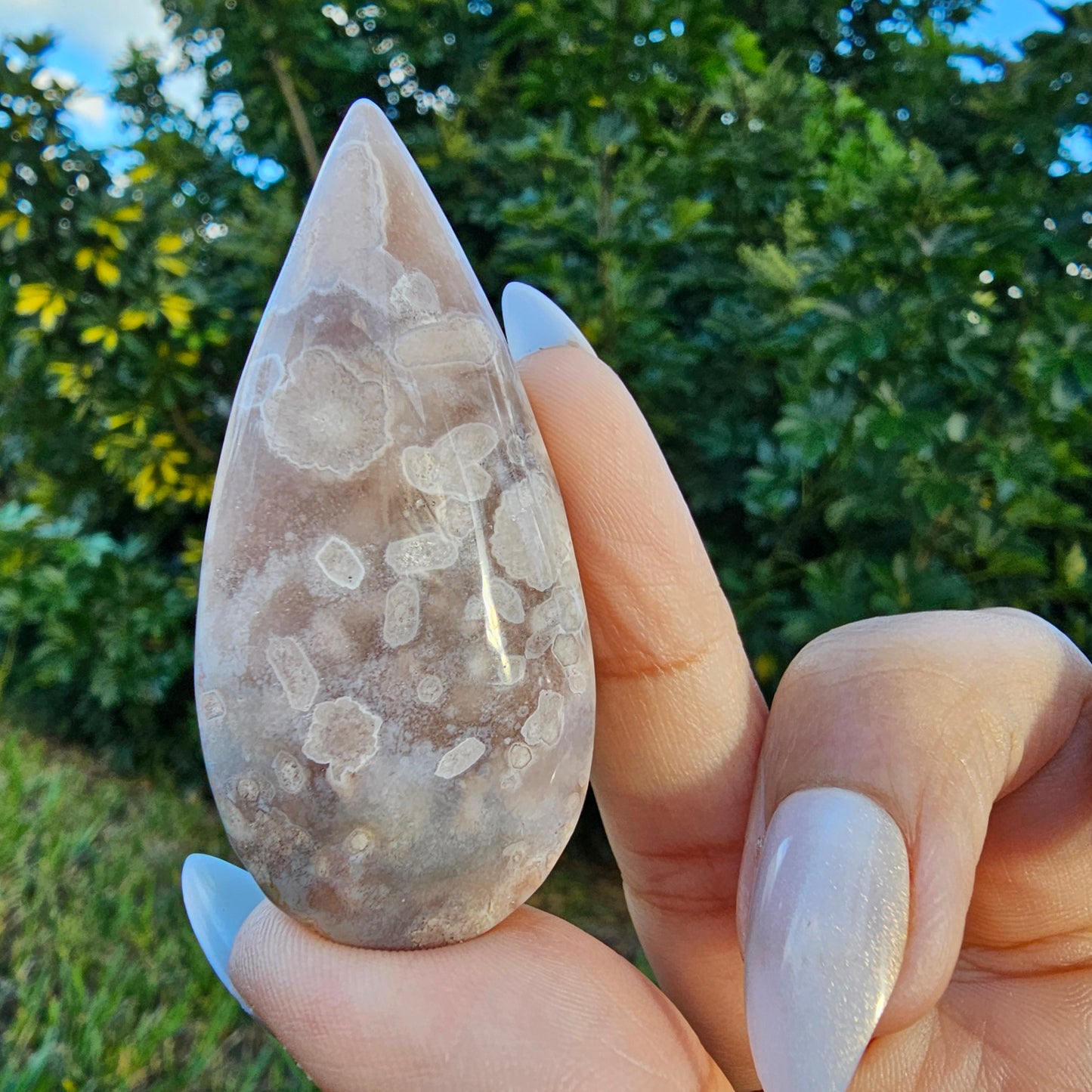 Pink Amethyst Flower Agate Teardrop