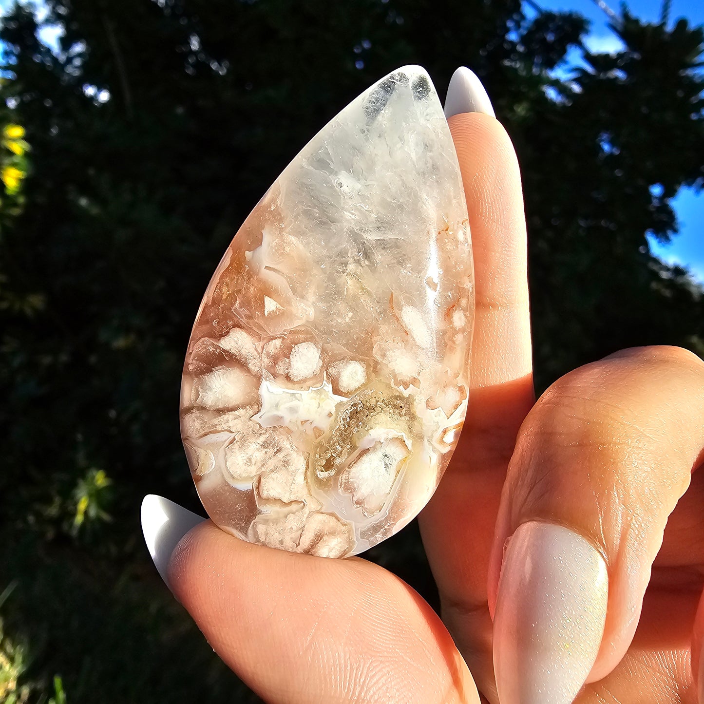 Pink Amethyst Flower Agate Teardrop