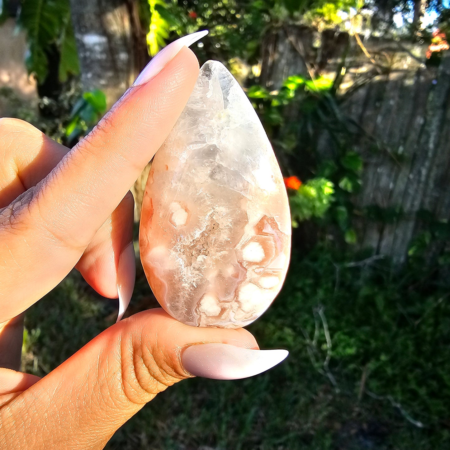 Pink Amethyst Flower Agate Teardrop