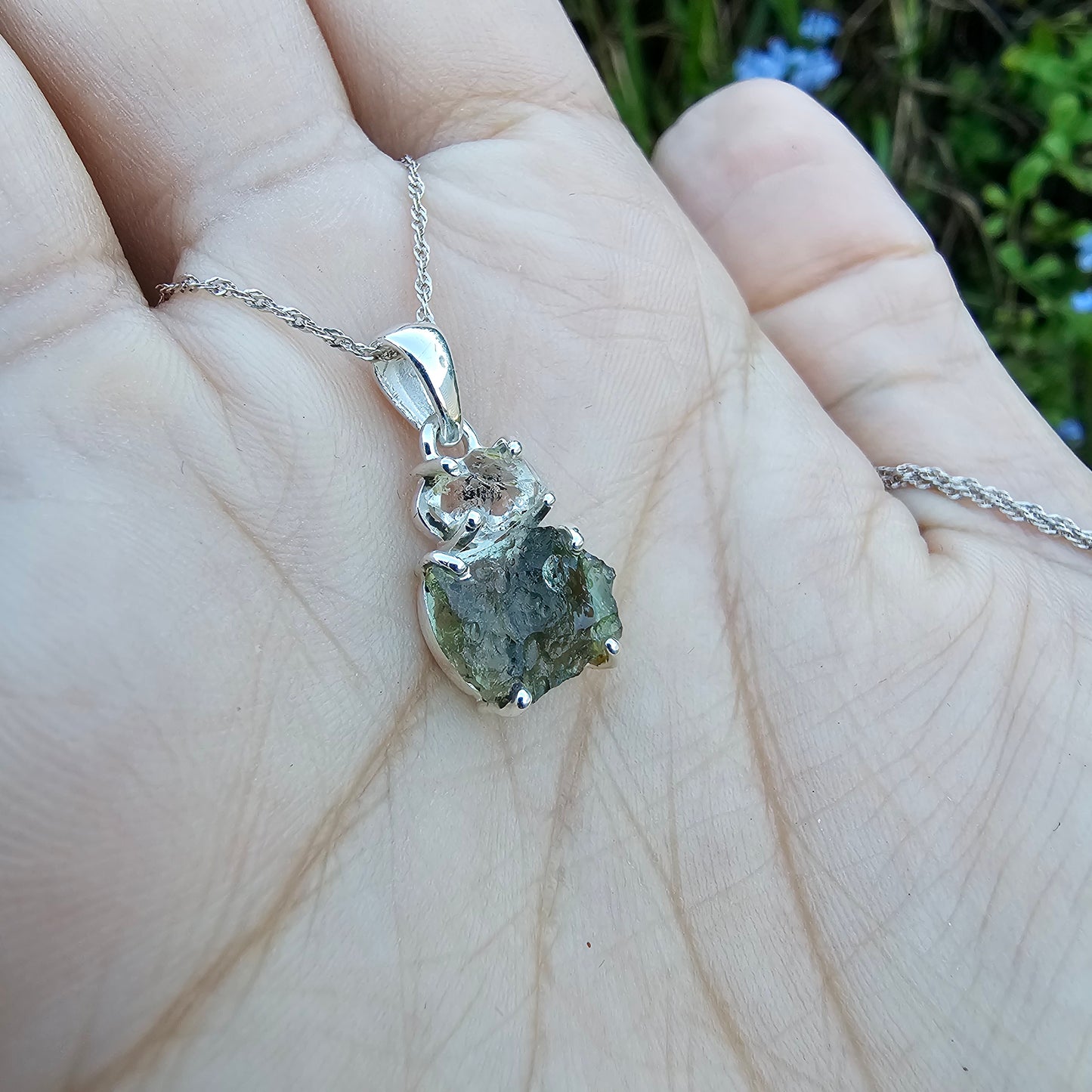 Moldavite with Pakimer Diamond Pendant