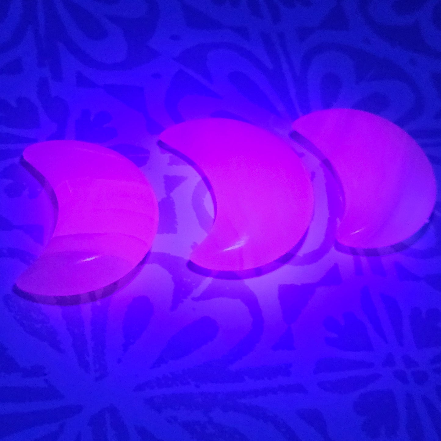 Pink Calcite Moons- UV Reactive (pink)