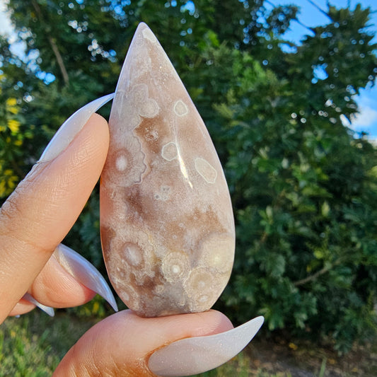 Pink Amethyst Flower Agate Teardrop