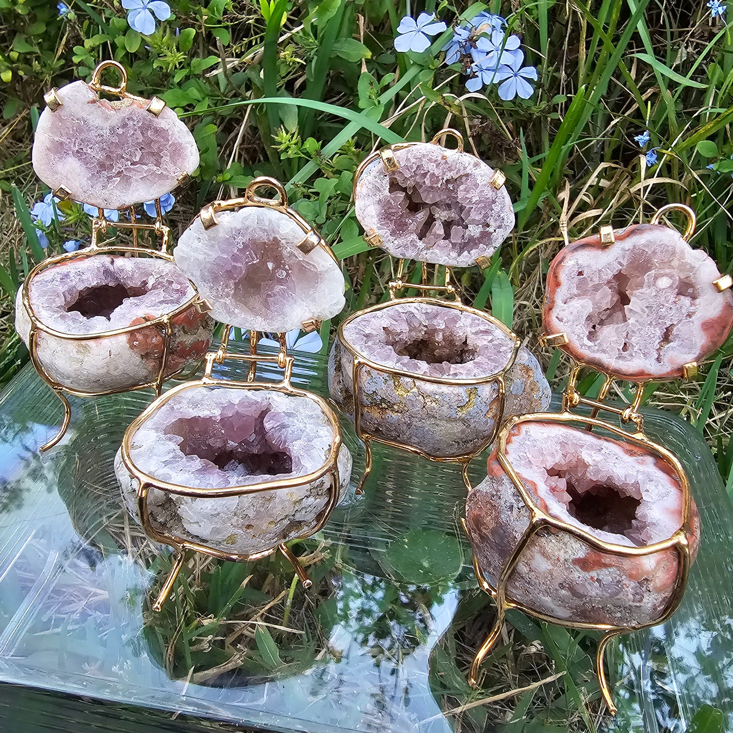 Pink Amethyst Geode Jewelry Boxes