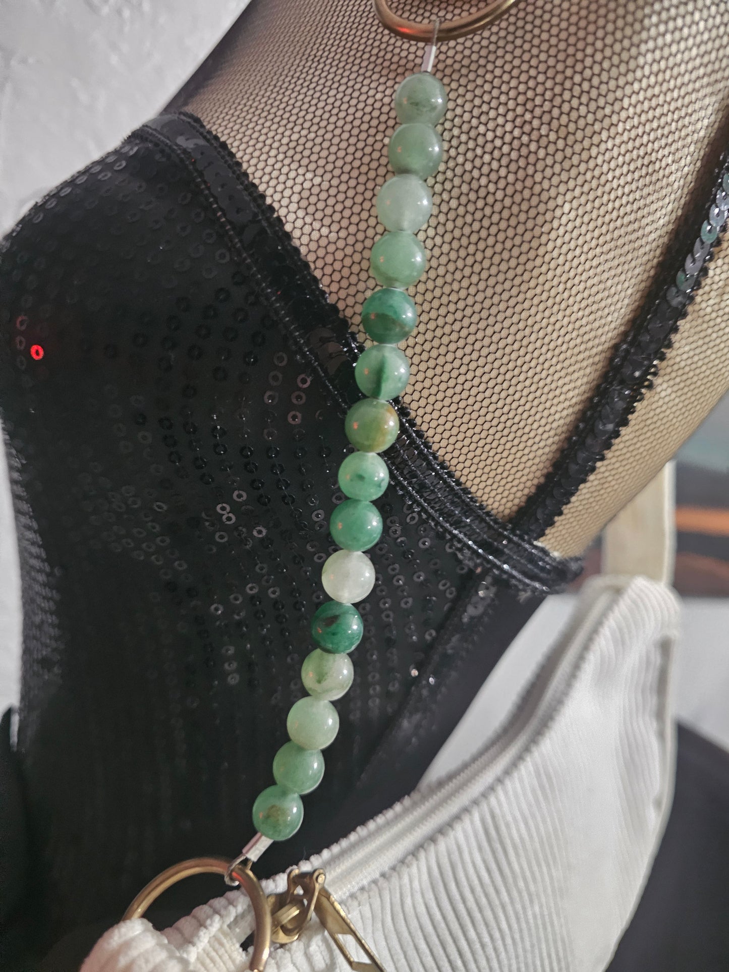 Green Aventurine Purse (White)