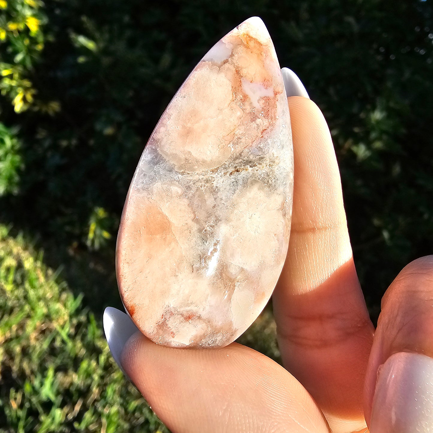 Pink Amethyst Flower Agate Teardrop