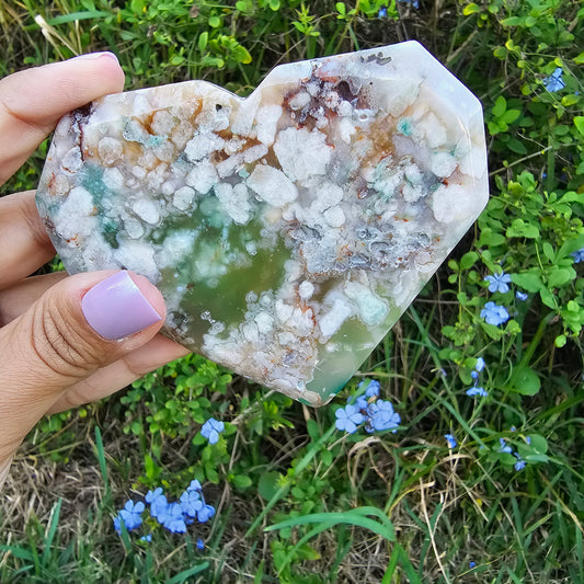 Green Flower Agate Heart