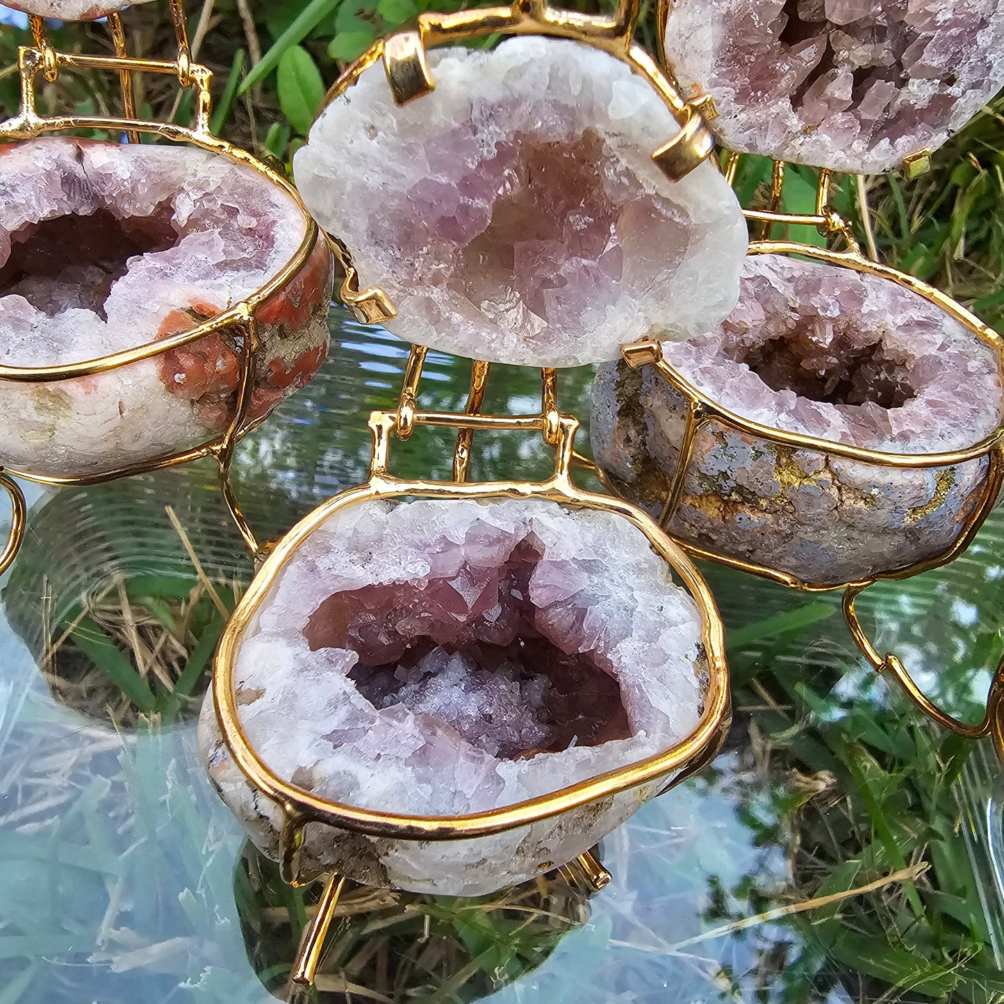 Pink Amethyst Geode Jewelry Boxes