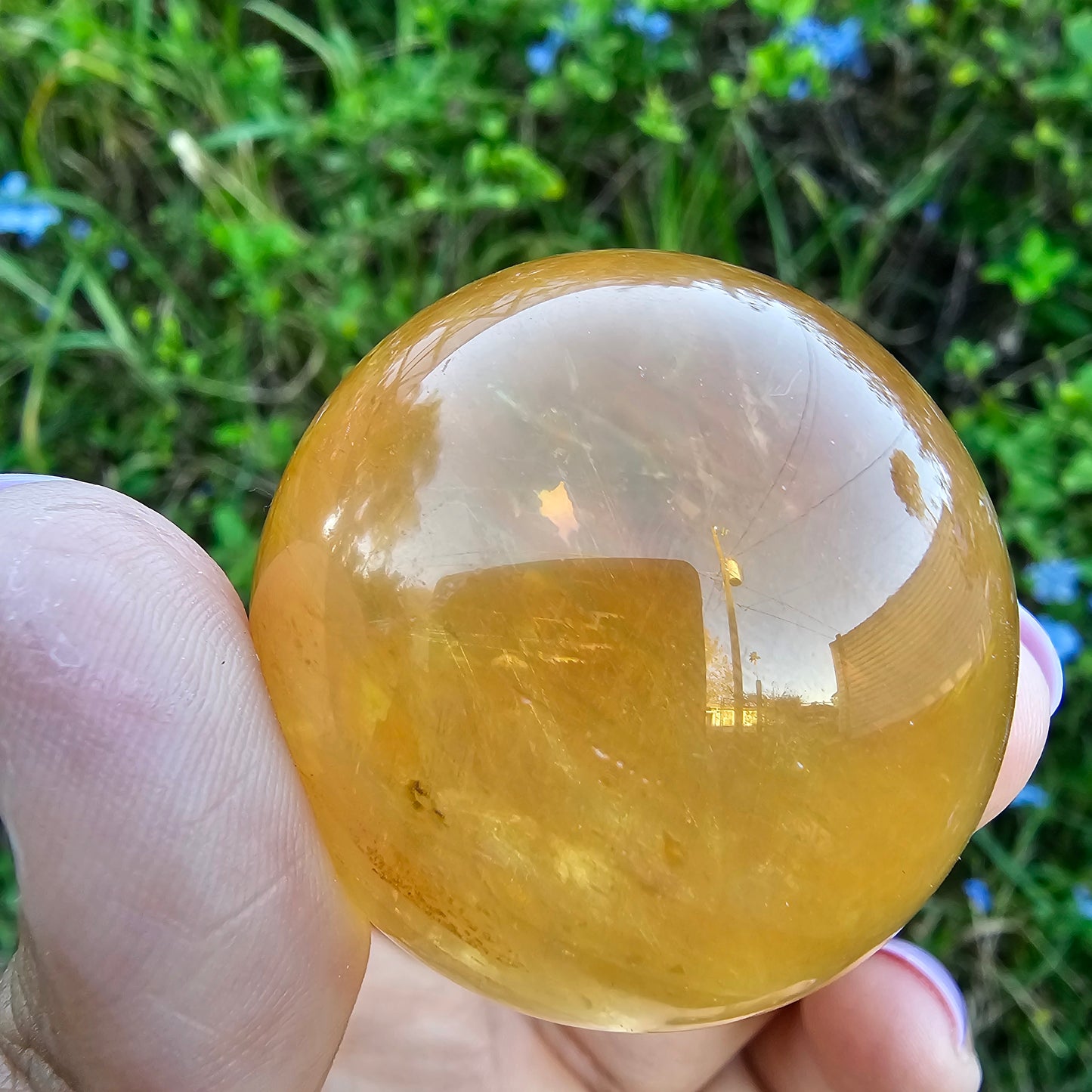 Optical Honey Calcite Sphere