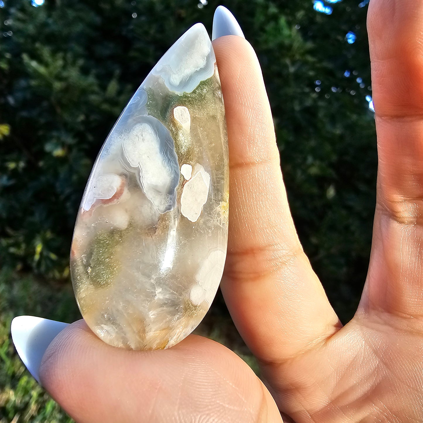 Pink Amethyst Flower Agate Teardrop