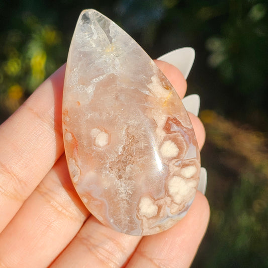 Pink Amethyst Flower Agate Teardrop